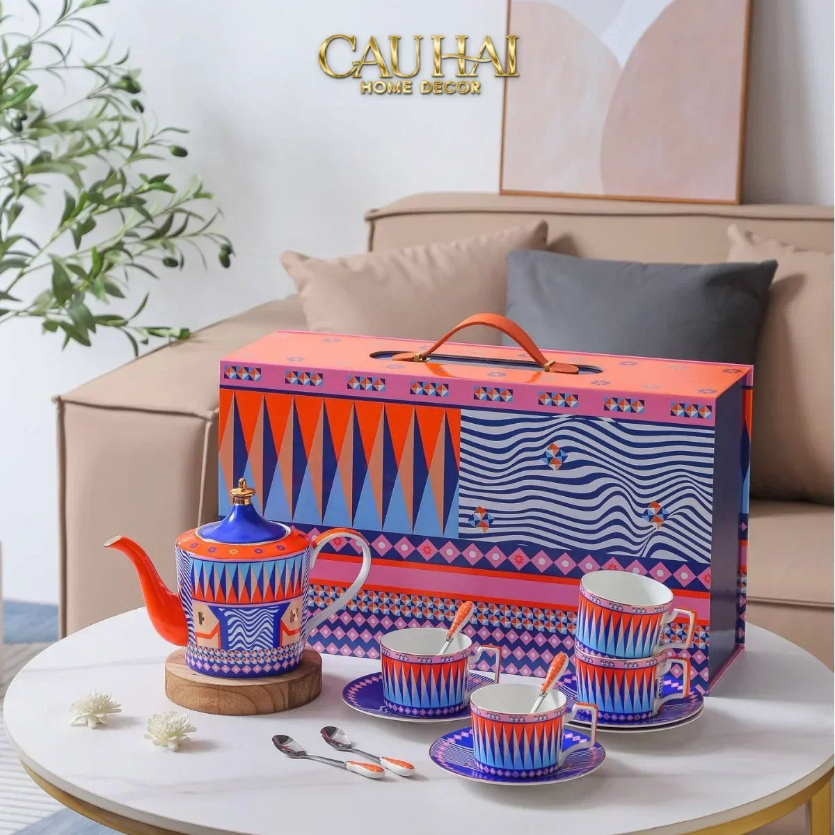Maison Couture – Gift Set Bình Trà 6 Tách - Prismatique Royale Arlequin 13pcs.-SET BÌNH TRÀ-Đối tác tại Trung Quốc theo từng đơn đặt hàng-CẬU HAI HOME DECOR