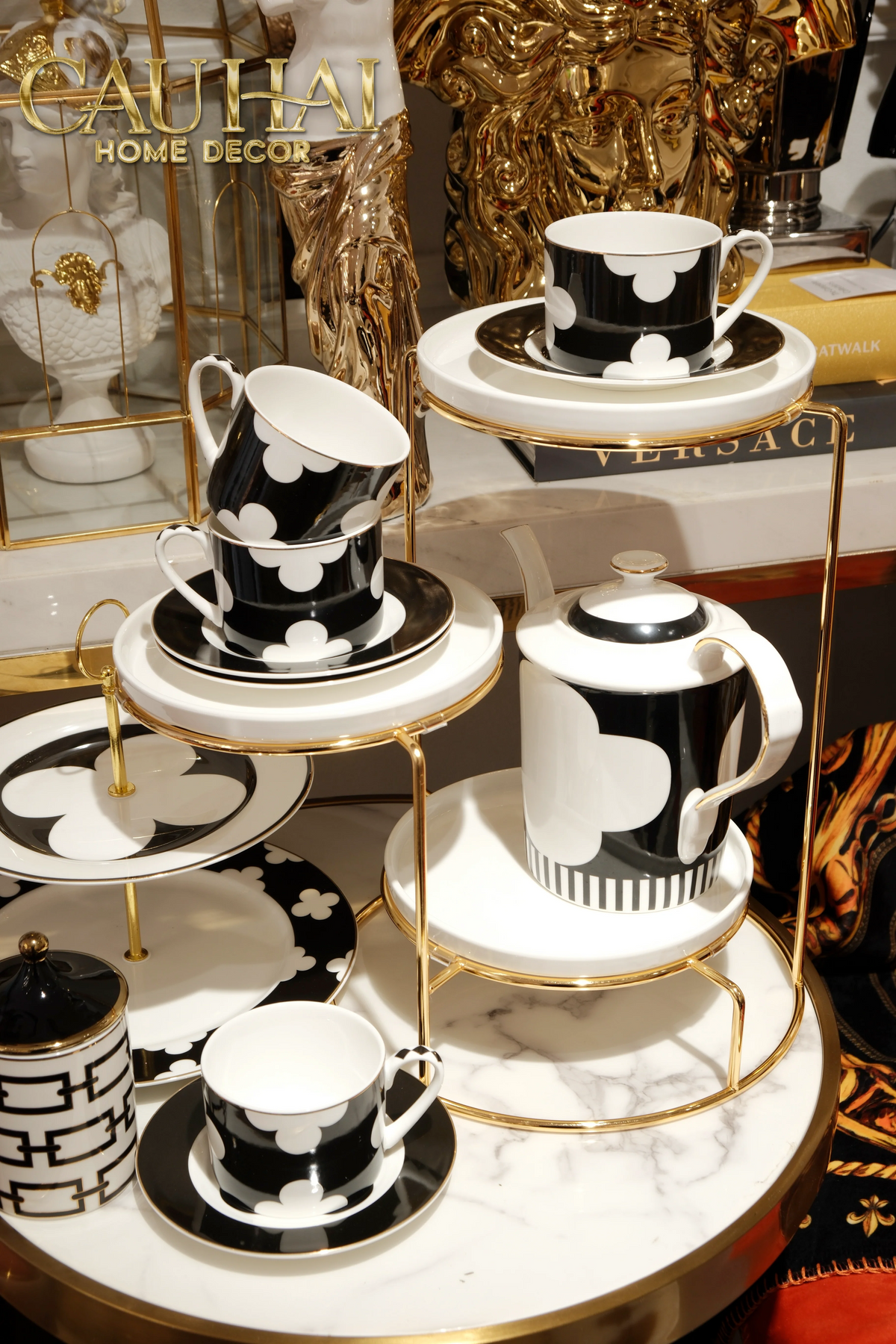 Maison Couture - Gift Set Bình Trà Château Clover Signature - L’Atelier Rayé Tasses & Soucoupes 9pcs-BỘ BÌNH TRÀ-CẬU HAI HOME DECOR-CẬU HAI HOME DECOR