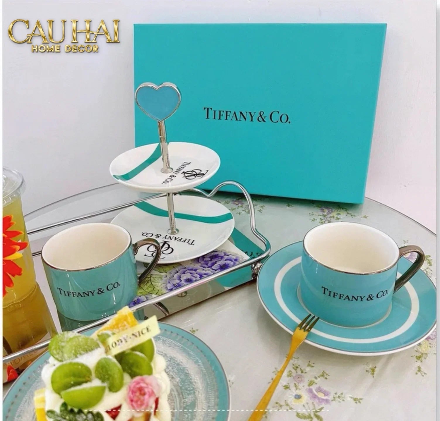 Maison Couture - Gift Set Bình Trà Chiều British Heritage Turquoise Élegance Afternoon Tea Set 5pcs-CẬU HAI HOME DECOR