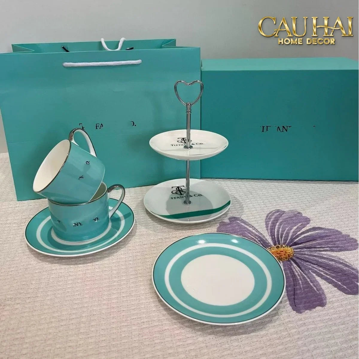Maison Couture - Gift Set Bình Trà Chiều British Heritage Turquoise Élegance Afternoon Tea Set 5pcs-SET BÌNH TRÀ-Đối tác tại Trung Quốc theo từng đơn đặt hàng-CẬU HAI HOME DECOR