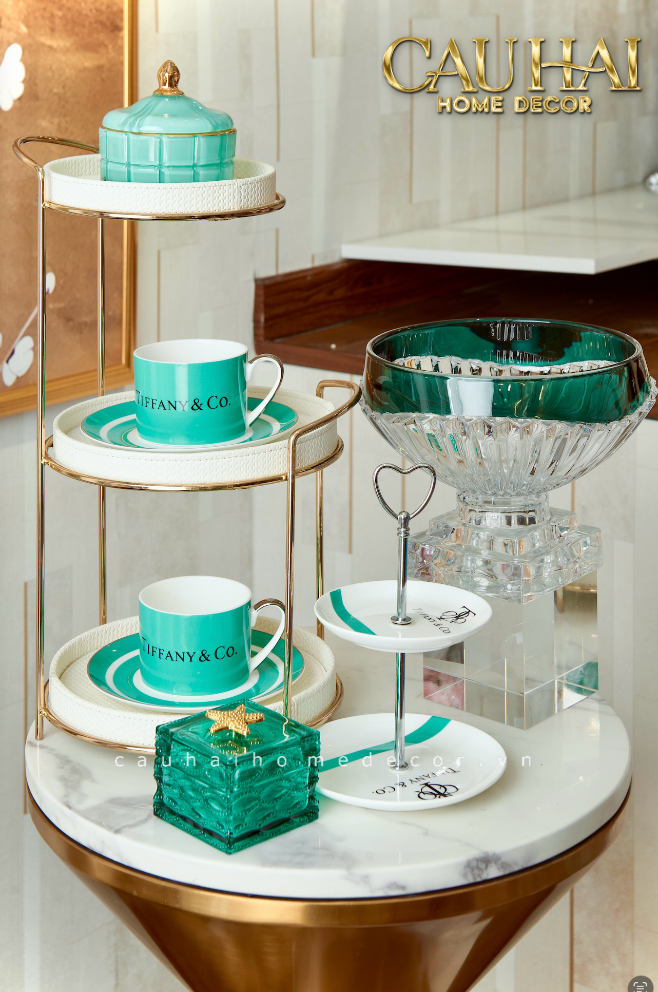 Maison Couture - Gift Set Bình Trà Chiều British Heritage Turquoise Élegance Afternoon Tea Set 5pcs-CẬU HAI HOME DECOR