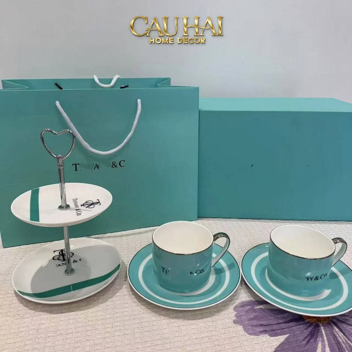 Maison Couture - Gift Set Bình Trà Chiều British Heritage Turquoise Élegance Afternoon Tea Set 5pcs-CẬU HAI HOME DECOR