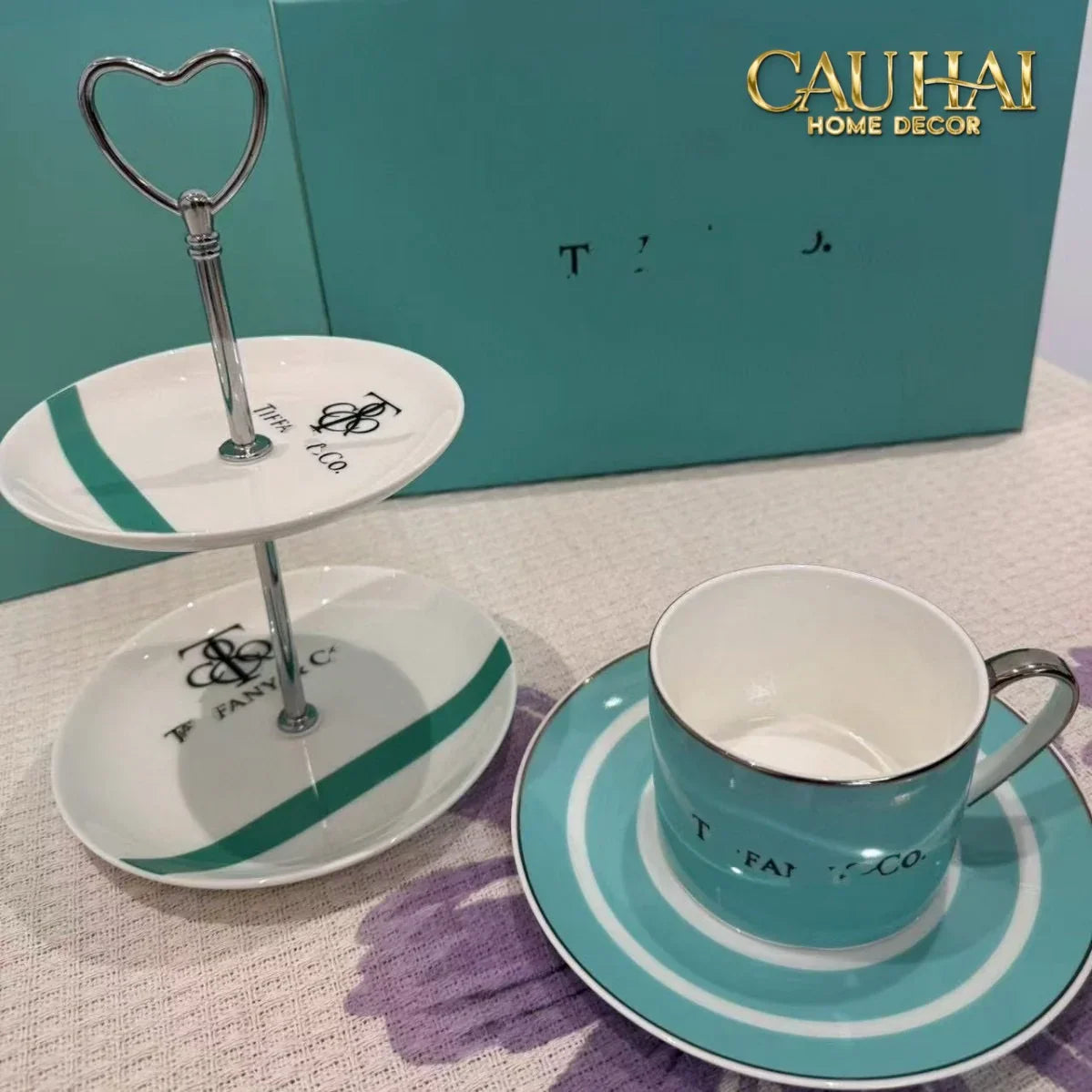 Maison Couture - Gift Set Bình Trà Chiều British Heritage Turquoise Élegance Afternoon Tea Set 5pcs-CẬU HAI HOME DECOR