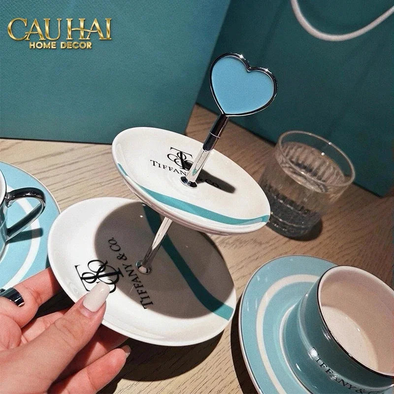 Maison Couture - Gift Set Bình Trà Chiều British Heritage Turquoise Élegance Afternoon Tea Set 5pcs-CẬU HAI HOME DECOR