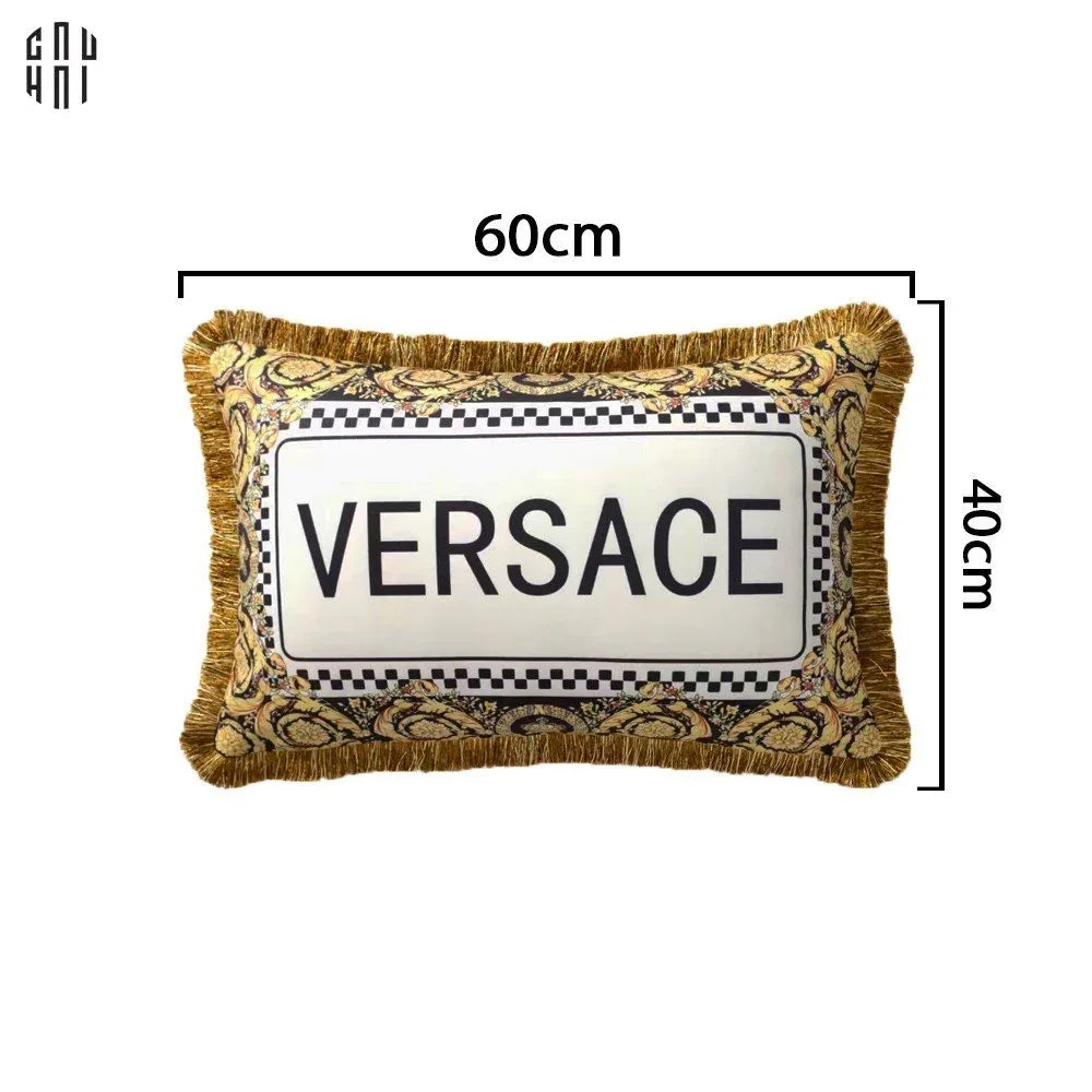 Maison Couture - Gối Dài Nhung Chenille V Class Medusa Bhcttbv v Signature Logo Typography 40x60-CẬU HAI HOME DECOR
