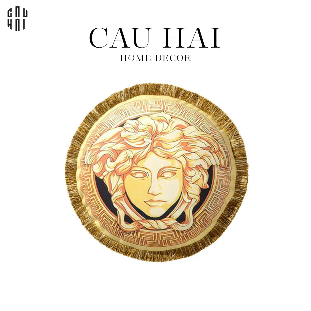 Maison Couture - Gối Tròn Nhung Chenille V Class Grande Medusa Medallion Centerpiece Amplified 45.-CẬU HAI HOME DECOR