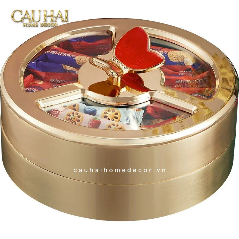 Maison Couture - Hộp Bánh Mứt 2 Tầng Glorious Auré Papillon Royale 28x20-CẬU HAI HOME DECOR