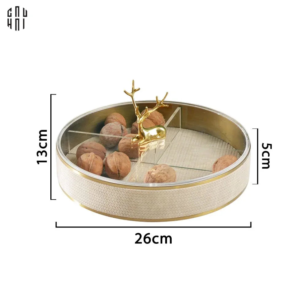 Maison Couture - Hộp Bánh Mứt Allure Lux Leather D'Ivoire Antler Portrait-Lọ kẹo Canister Bonbonnière-Đối tác tại Trung Quốc theo từng đơn đặt hàng-CẬU HAI HOME DECOR