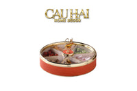 Maison Couture - Hộp Bánh Mứt Bản Da Cam 6 Ngăn - Thiên Nga Pha Lê Critalleries Swan 33.5x20x9-CẬU HAI HOME DECOR