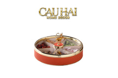 Maison Couture - Hộp Bánh Mứt Bản Da Cam 6 Ngăn - Thiên Nga Pha Lê Critalleries Swan 33.5x20x9-CẬU HAI HOME DECOR