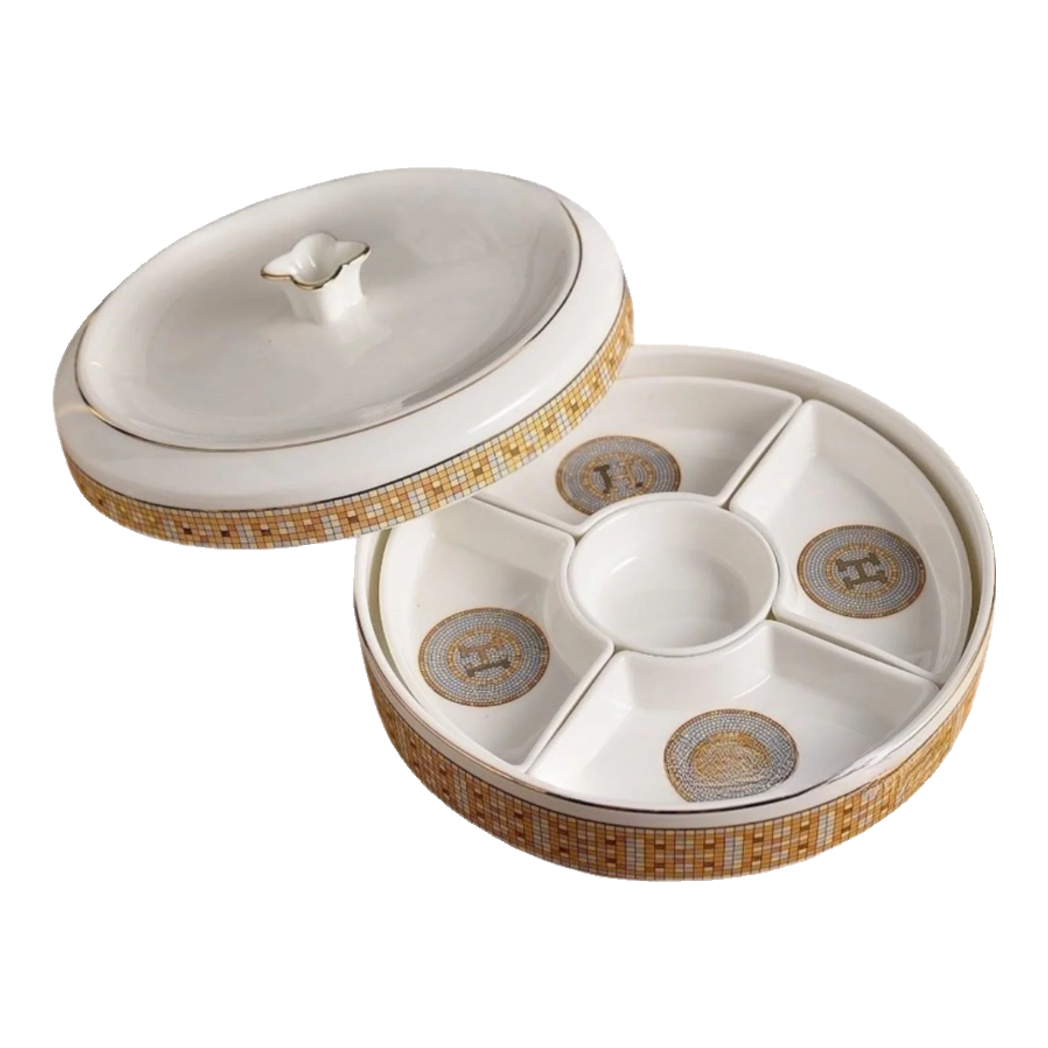 Maison Couture - Hộp Bánh Mứt Helios Mosaïque Signature H-Lọ kẹo Canister Bonbonnière-Đối tác tại Trung Quốc theo từng đơn đặt hàng-CẬU HAI HOME DECOR