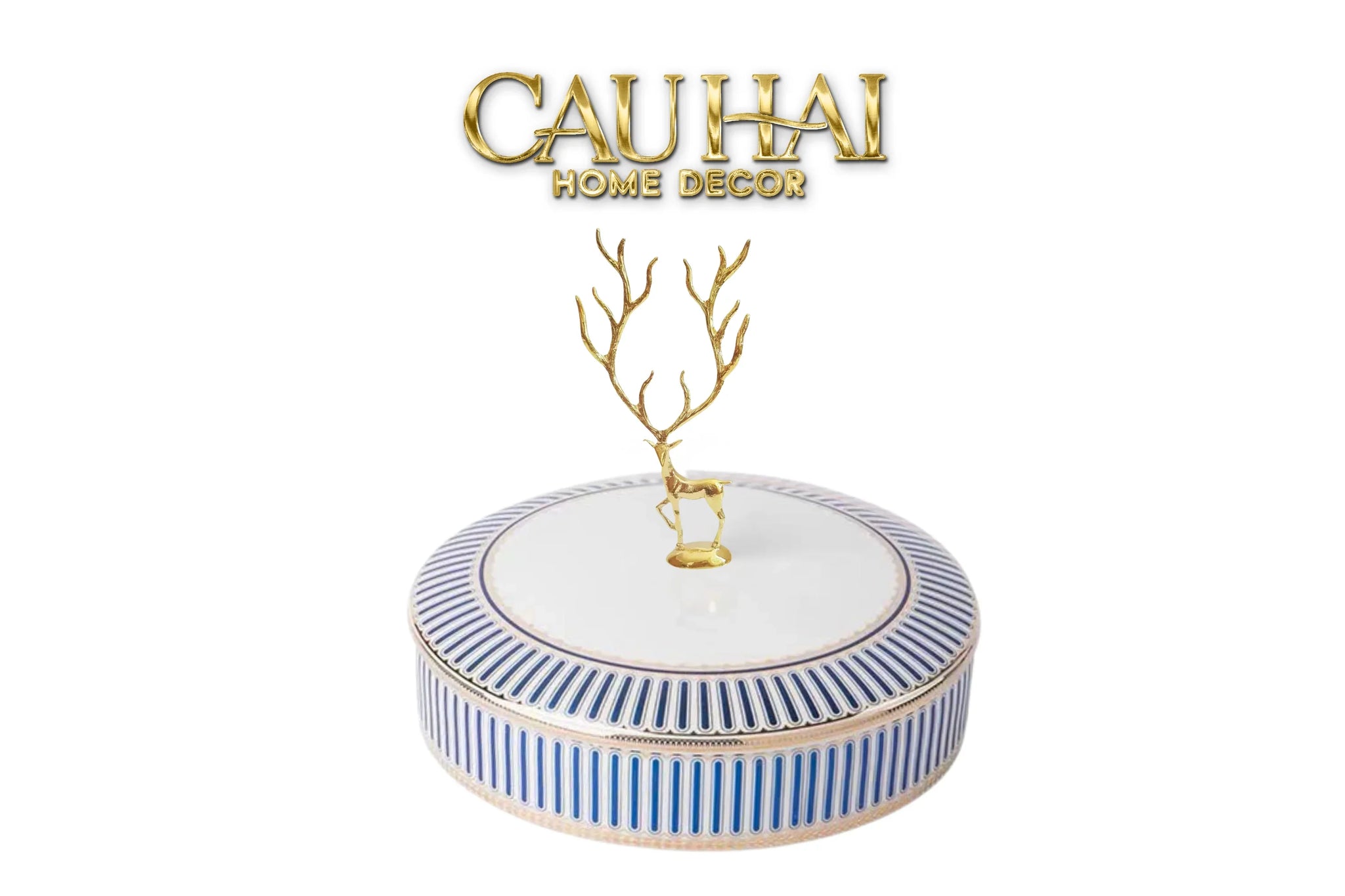 Maison Couture - Hộp Bánh Mứt Linges Antler Noble - Bleu / Rose Plateau-CẬU HAI HOME DECOR