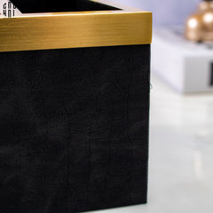 Maison Couture - Hộp Khăn Giấy Balvin Prestige Class Oakwood Leather - Noir / Crème 14x25-CẬU HAI HOME DECOR
