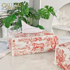 Maison Couture - Hộp Khăn Giấy D.O Gốm Sứ Toile de Jouy Red Porcelain Tissue Box-CẬU HAI HOME DECOR