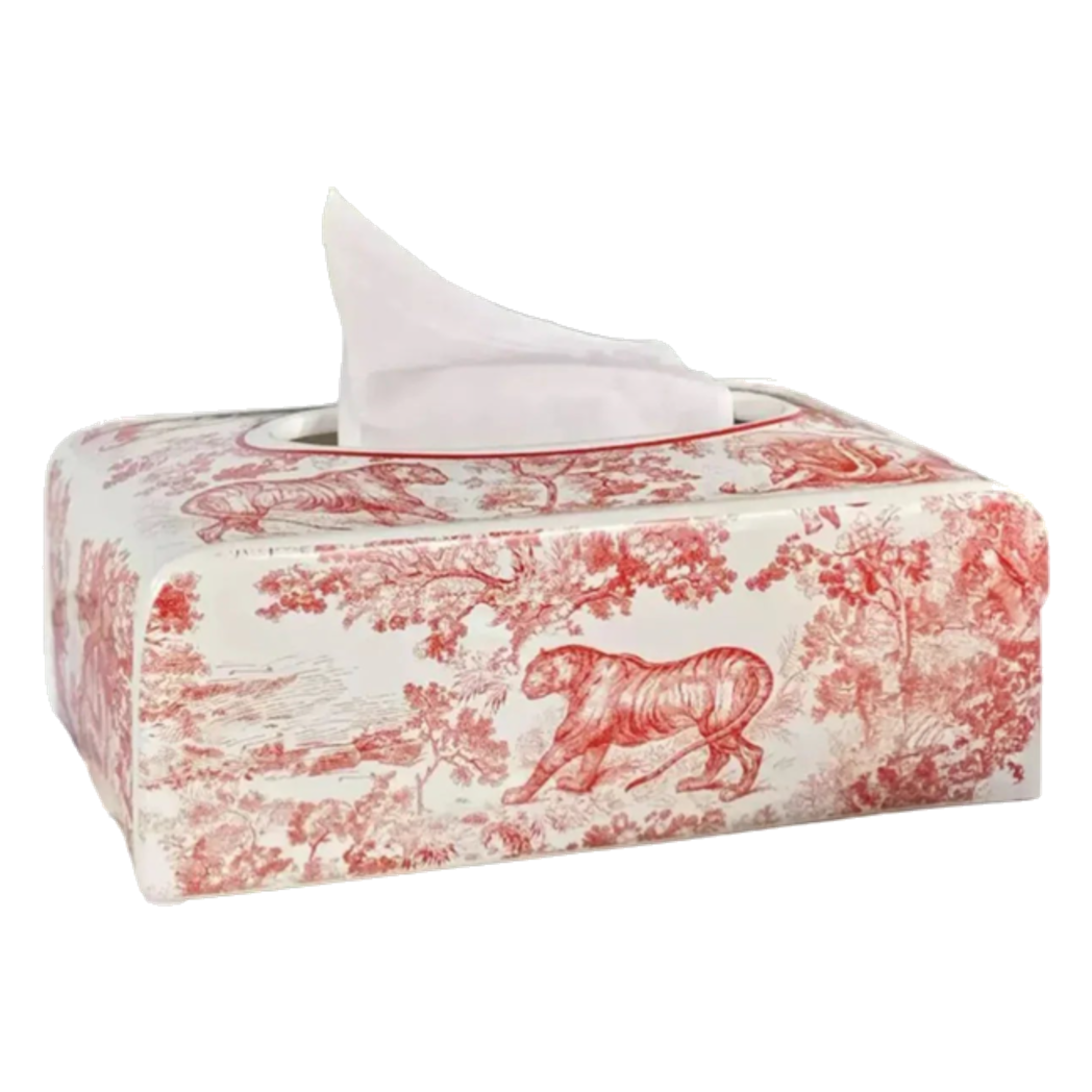 Maison Couture - Hộp Khăn Giấy D.O Gốm Sứ Toile de Jouy Red Porcelain Tissue Box-HỘP KHĂN GIẤY-CẬU HAI HOME DECOR-CẬU HAI HOME DECOR