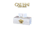 Maison Couture - Hộp Khăn Giấy Da V Class Medusa Croco Glossy Leather 24x13x9-HỘP KHĂN GIẤY-CẬU HAI HOME DECOR-Beige-CẬU HAI HOME DECOR
