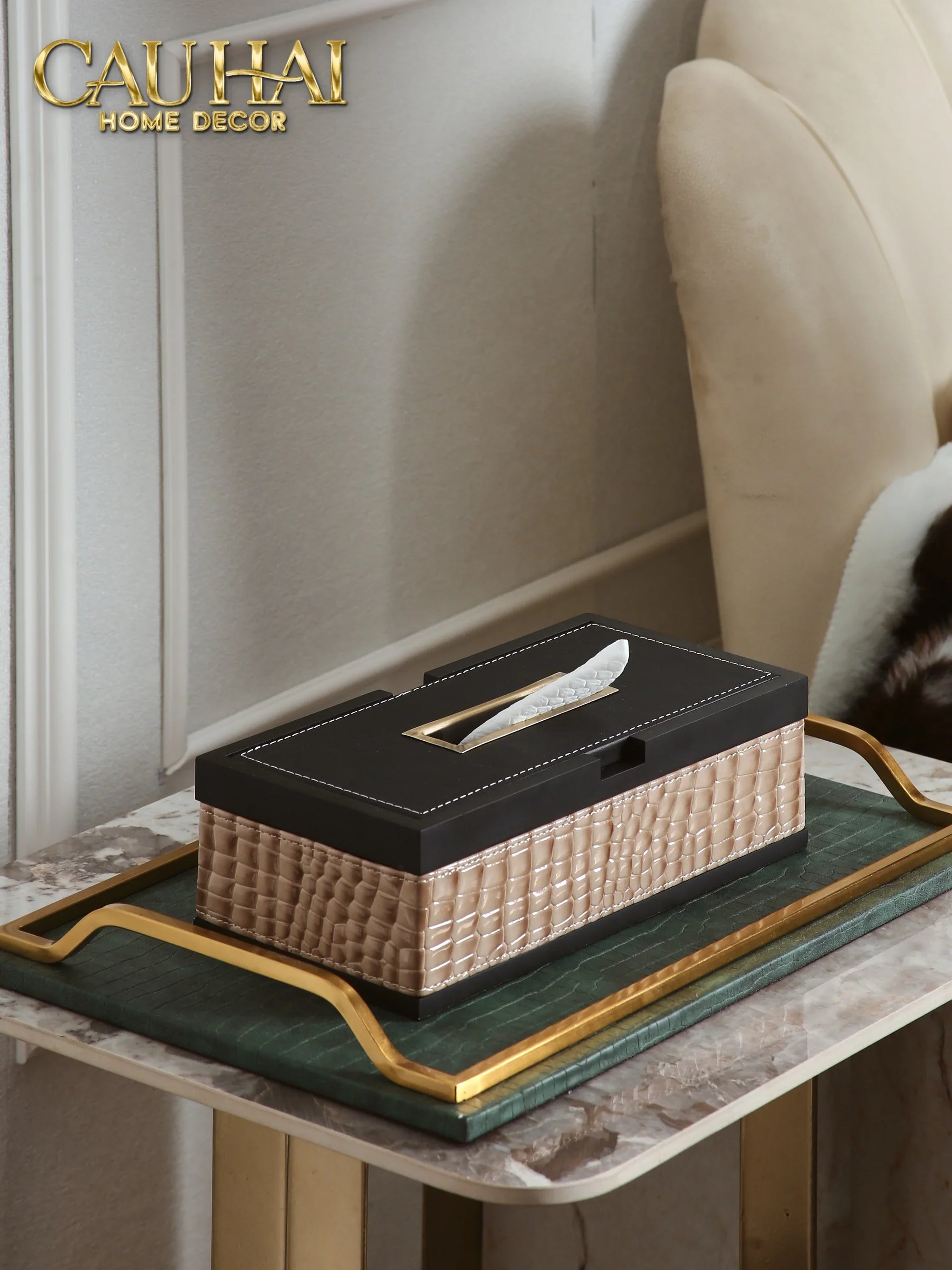 Maison Couture - Hộp Khăn Giấy Exotic Lux Croco - Elk Édition Spéciale-CẬU HAI HOME DECOR