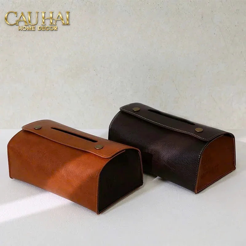 Maison Couture - Hộp Khăn Giấy Lux Leather Saddlecraft Noir-CẬU HAI HOME DECOR