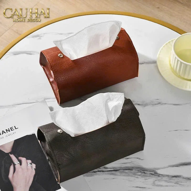 Maison Couture - Hộp Khăn Giấy Lux Leather Saddlecraft Noir-CẬU HAI HOME DECOR