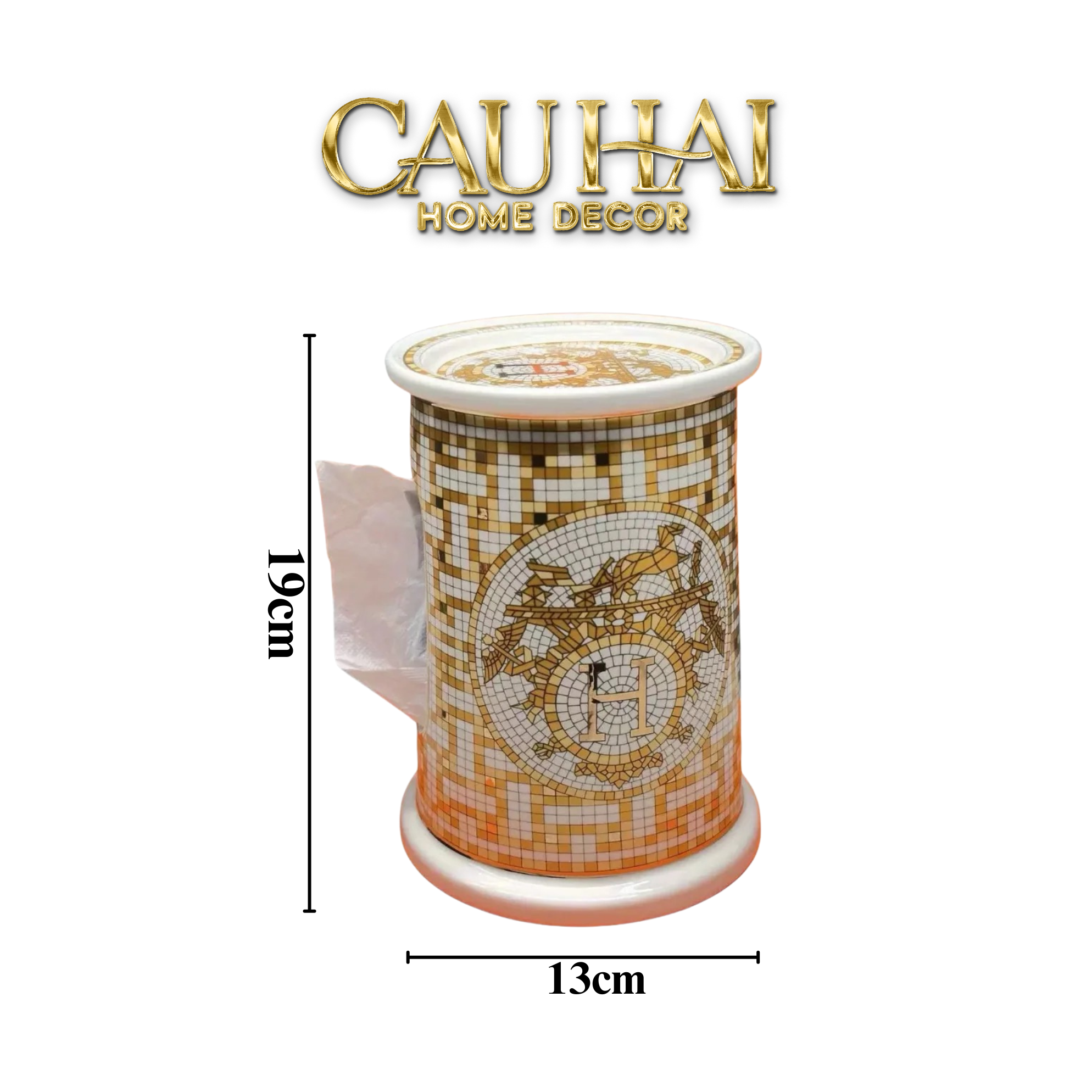 Maison Couture - Hộp Khăn Giấy Mosaic Équestre Porcelain Cylinder - CẬU HAI HOME DECOR