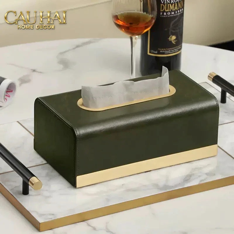 Maison Couture - Hộp Khăn Giấy Royale Bleu Satin Impérial Paon Plumage Tissue Holders-CẬU HAI HOME DECOR