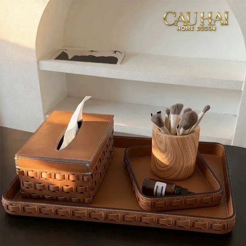 Maison Couture - Hộp Lưu Trữ Boîte à Boîte de Rangement Ronde Cognac D20-CẬU HAI HOME DECOR