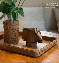 Maison Couture - Hộp Lưu Trữ Boîte à Boîte de Rangement Ronde Cognac D20-CẬU HAI HOME DECOR