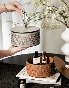 Maison Couture - Hộp Lưu Trữ Boîte à Boîte de Rangement Ronde Cognac D20-CẬU HAI HOME DECOR