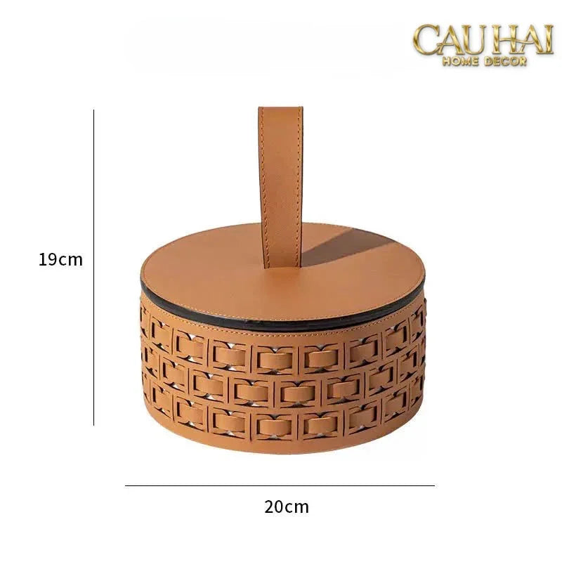 Maison Couture - Hộp Lưu Trữ Boîte à Boîte de Rangement Ronde Cognac D20-CẬU HAI HOME DECOR