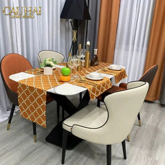 Maison Couture - Khăn Trải Bàn Lụa Treillis Doré Orange Fauve Silk Table Runner 2m4-CẬU HAI HOME DECOR