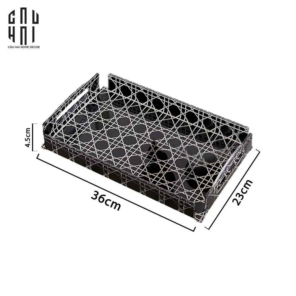 Maison Couture - Khay Acrylic Chữ Nhật Black Cannage Facetté Signature 23x36x4.5-CẬU HAI HOME DECOR