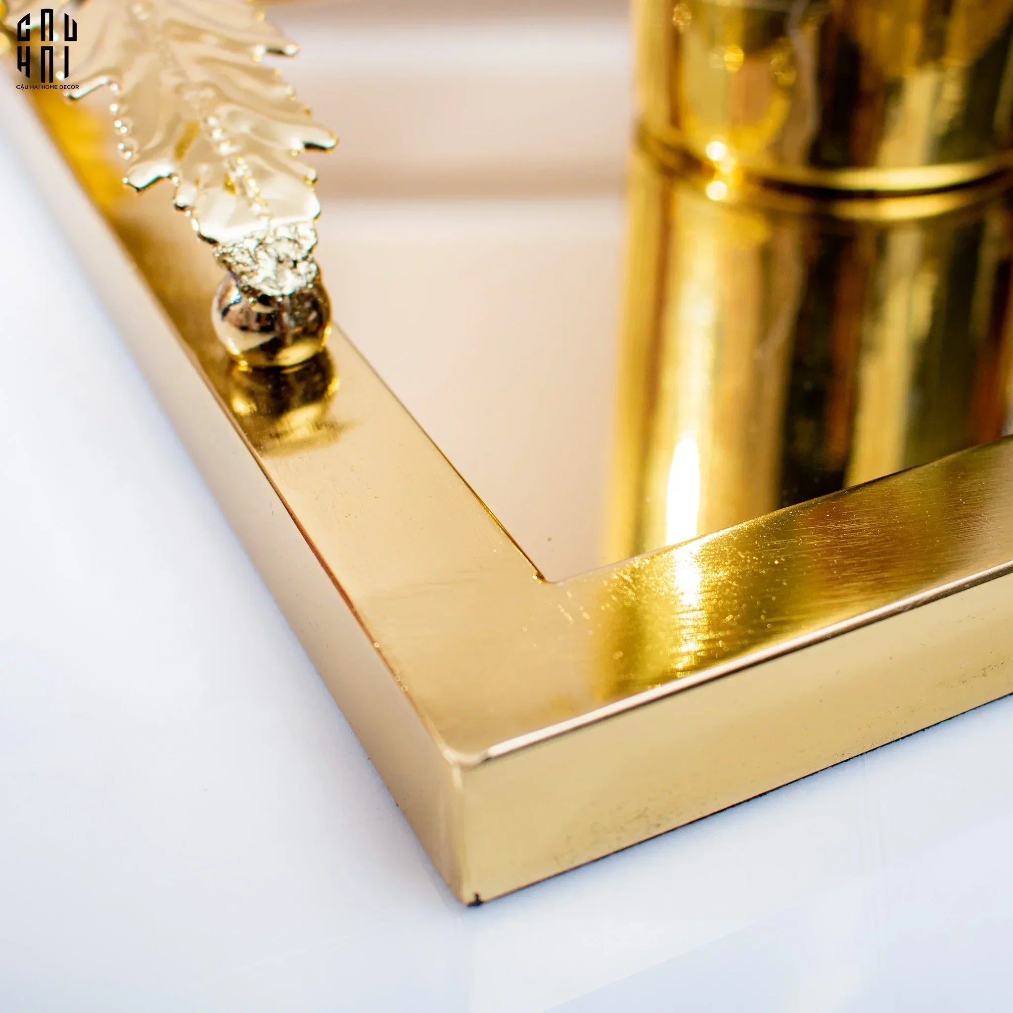 Maison Couture - Khay Chữ Nhật Métallique "Midas Touch" Gilded Fur Handle 35X45-CẬU HAI HOME DECOR
