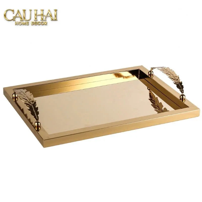 Maison Couture - Khay Chữ Nhật Métallique "Midas Touch" Gilded Fur Handle 35X45-CẬU HAI HOME DECOR