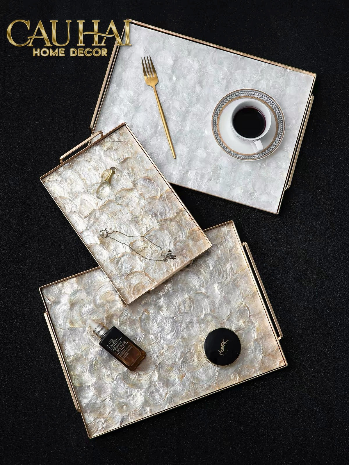 Maison Couture - Khay Chữ Nhật Xà Cừ - Plateau Perle Céleste Celestial Pearl Serving Tray 30*40-KHAY TRANG TRÍ-CẬU HAI HOME DECOR-CẬU HAI HOME DECOR