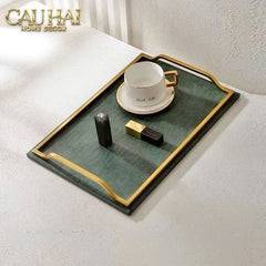 Maison Couture - Khay Da Chữ Nhật Emerald Cuir Croco Leather Tray 30x40-CẬU HAI HOME DECOR