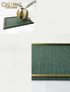 Maison Couture - Khay Da Chữ Nhật Emerald Cuir Croco Leather Tray 30x40-CẬU HAI HOME DECOR