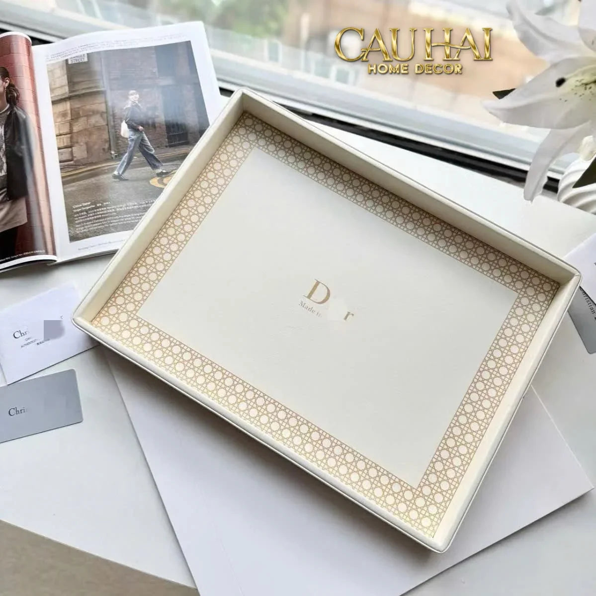 Maison Couture - Khay Da Chữ Nhật Haute Leather D'Ivoire D Class Atélier 30X40-CẬU HAI HOME DECOR