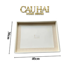 Maison Couture - Khay Da Chữ Nhật Haute Leather D'Ivoire D Class Atélier 30X40-CẬU HAI HOME DECOR