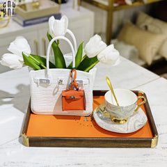 Maison Couture - Khay Da Chữ Nhật Orange H Class Signature Decorative Trays 24x35-CẬU HAI HOME DECOR