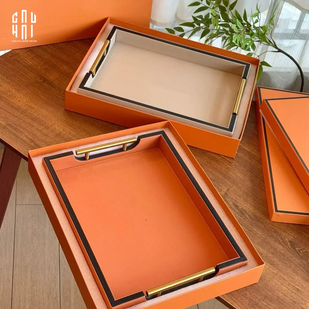 Maison Couture - Khay Da H Calf Leather - Orange H Signature 40 - Full Box-CẬU HAI HOME DECOR