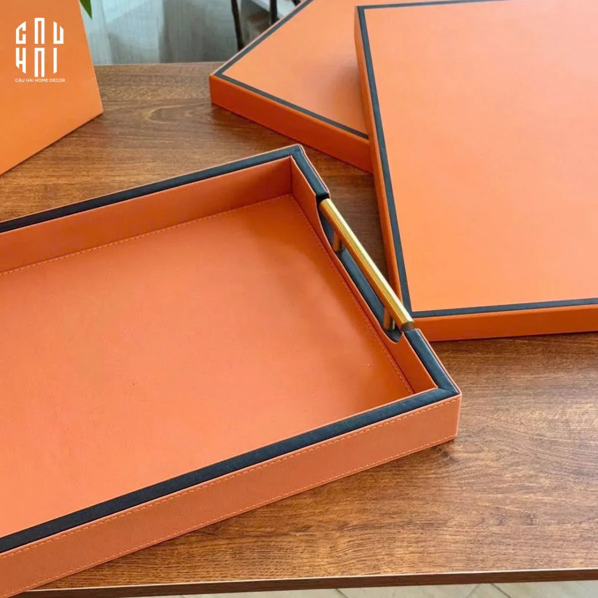 Maison Couture - Khay Da H Calf Leather - Orange H Signature 40 - Full Box-CẬU HAI HOME DECOR