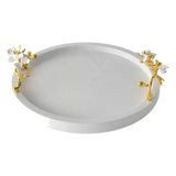 Maison Couture - Khay Đá Marble Tròn Haute Orchid Golden Branches Decorative Trays D32-KHAY TRANG TRÍ-CẬU HAI HOME DECOR-CẬU HAI HOME DECOR