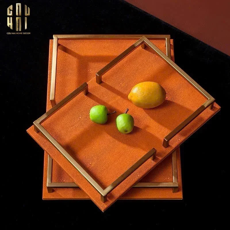 Maison Couture - Khay Da Terra Luxe Leather Tray 30x40-KHAY TRANG TRÍ-Đối tác tại Trung Quốc theo từng đơn đặt hàng-CẬU HAI HOME DECOR