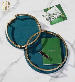Maison Couture - Khay Da Tròn Lux Leather Emerald Oracle D35-CẬU HAI HOME DECOR