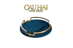 Maison Couture - Khay Da Tròn Lux Leather Emerald Oracle D35-CẬU HAI HOME DECOR
