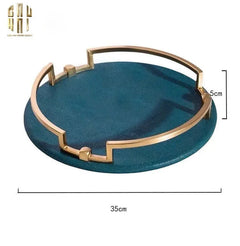 Maison Couture - Khay Da Tròn Lux Leather Emerald Oracle D35-CẬU HAI HOME DECOR