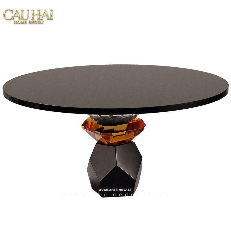 Maison Couture - Khay Đế Tròn Pha Lê Đen - Savoir Cristalleries Atélier Display Trays 30x30x15-CẬU HAI HOME DECOR