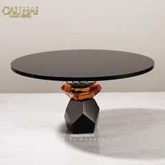 Maison Couture - Khay Đế Tròn Pha Lê Đen - Savoir Cristalleries Atélier Display Trays 30x30x15-CẬU HAI HOME DECOR