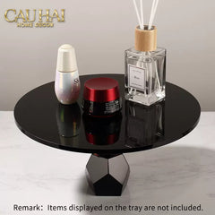 Maison Couture - Khay Đế Tròn Pha Lê Đen - Savoir Cristalleries Atélier Display Trays 30x30x15-CẬU HAI HOME DECOR