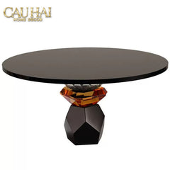 Maison Couture - Khay Đế Tròn Pha Lê Đen - Savoir Cristalleries Atélier Display Trays 30x30x15-CẬU HAI HOME DECOR
